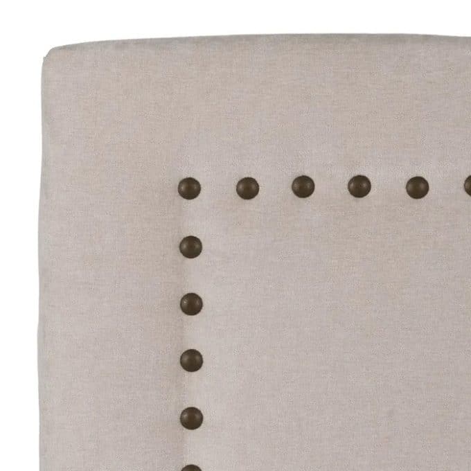 Cabecero Acolchado Tejido Crema Tachuelas, Clásico (165x7x125 cm)