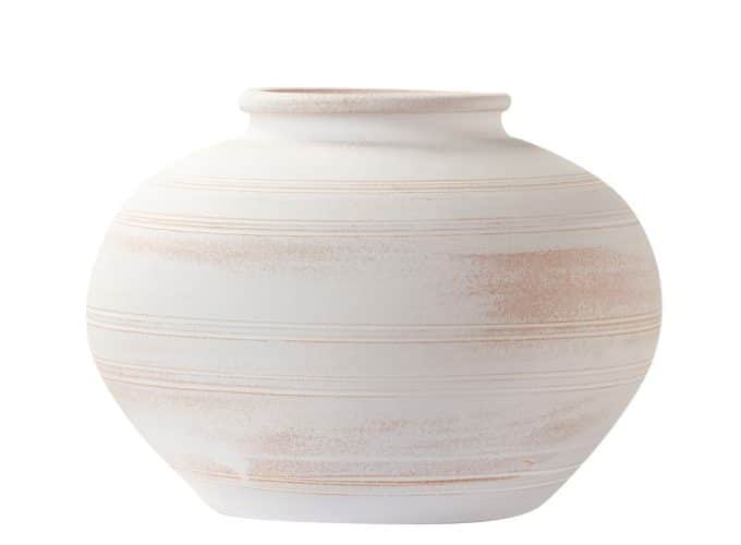 jarrón vasija cerámica blanco acabado rústico