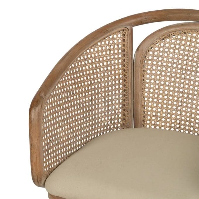 Silla Madera Natural y Rejilla de Ratán, Valentina (59x47x81 cm)