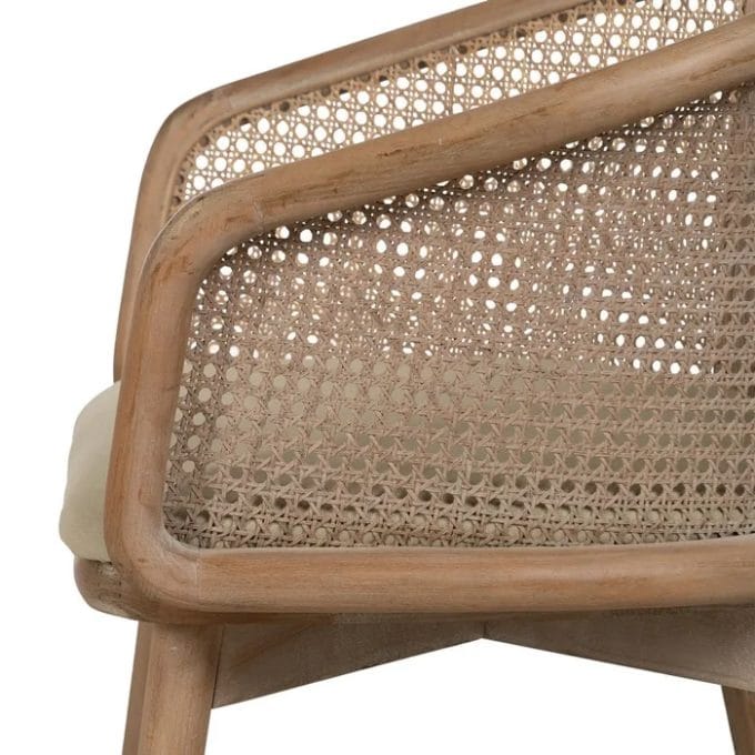 Silla Madera Natural y Rejilla de Ratán, Valentina (59x47x81 cm)