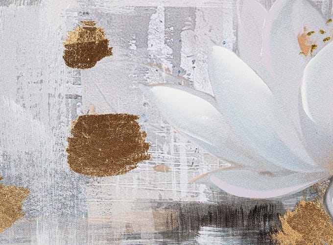Cuadro Nenúfares Blanco y Dorados ( 120x4x80 cm)
