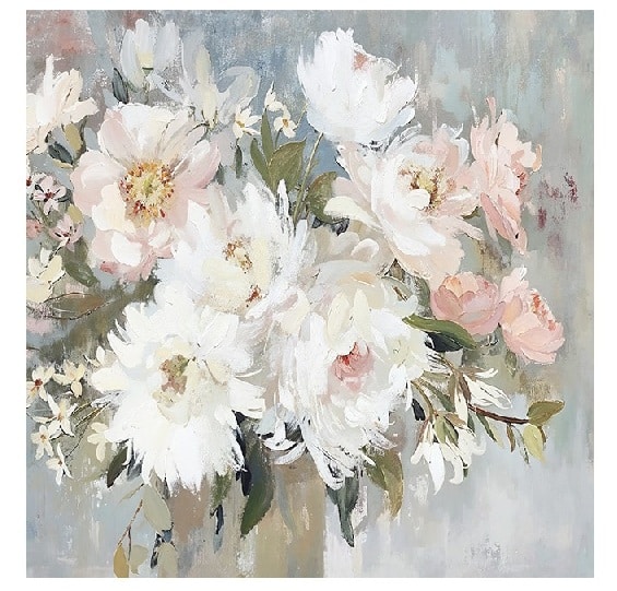 óleo de jarrón con flores multicolor de estilo vintage