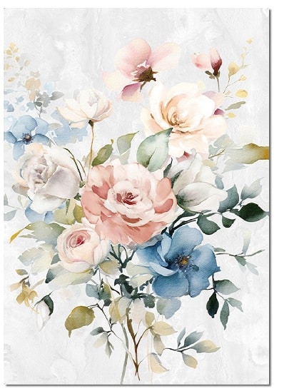 óleo sobre lienzo de ramo de flores multicolor de técnica mixta