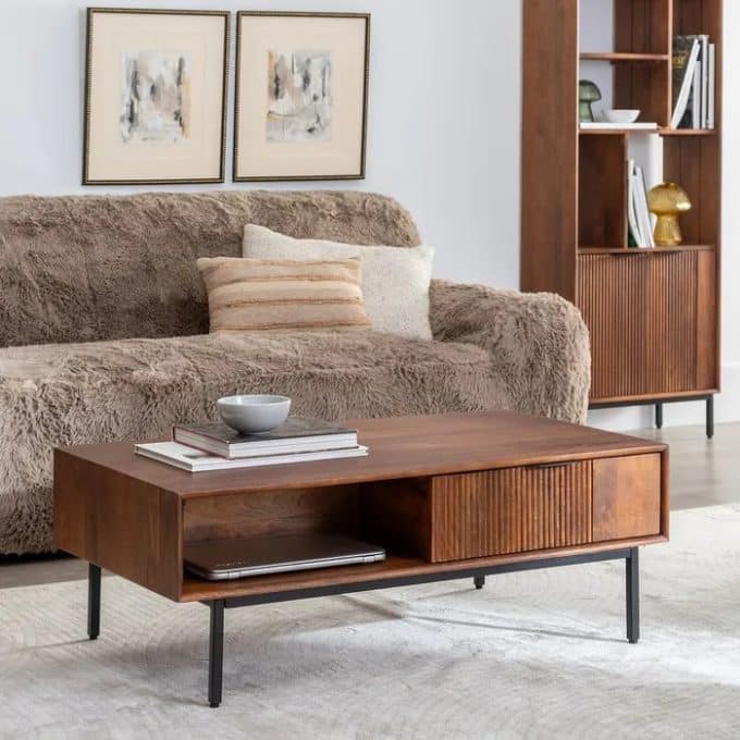 Mesa de Centro en Madera de Mango Ouse, Contemporánea (110x60x40 cm)