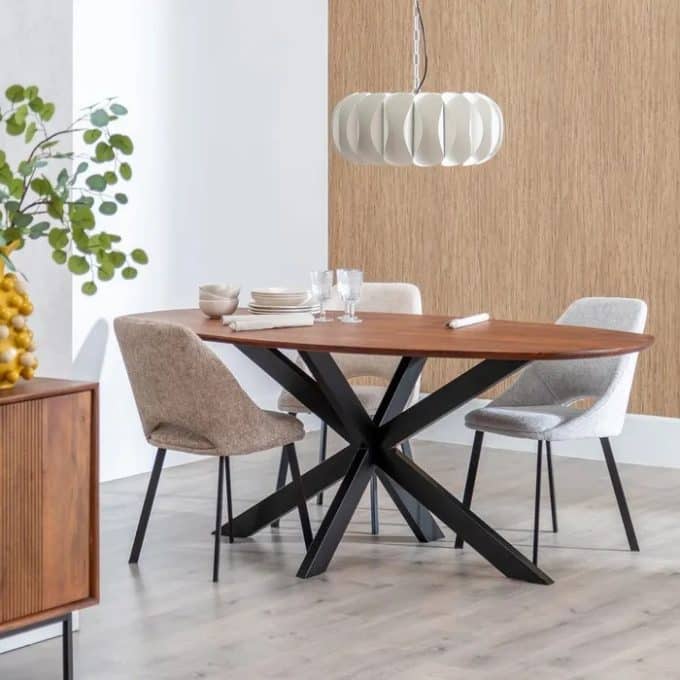 Mesa de Comedor Ovalada Madera Mango Ouse, Contemporánea (200x100x76 cm )