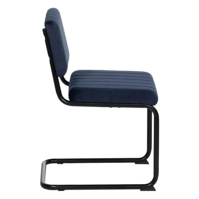 Set 4 Sillas en Terciopelo Azul Oscuro Tuscany, Retro (46x56x82 cm)