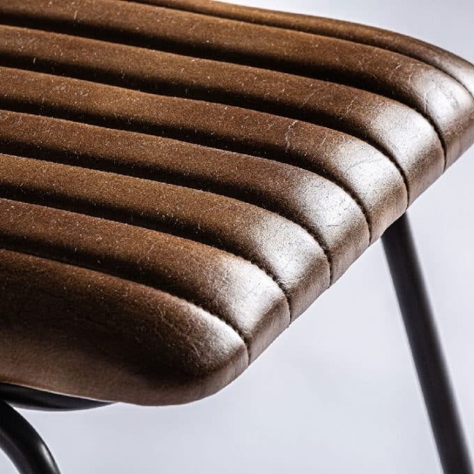 Set 2 Sillas Piel Marrón, Metal y Ratán Trent, Vintage (47x51x79 cm)