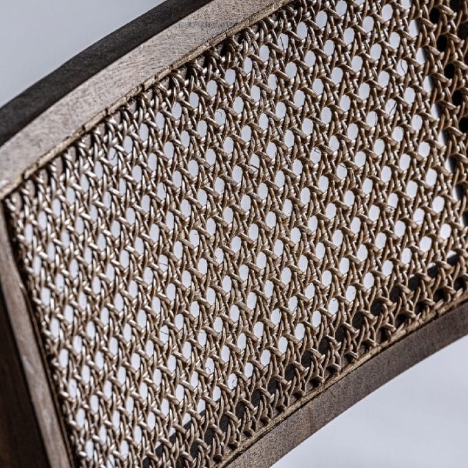 Set 2 Sillas Piel Marrón, Metal y Ratán Trent, Vintage (47x51x79 cm)