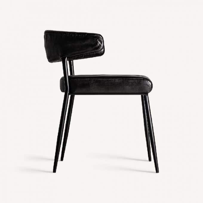 Set 2 Sillas Piel Negra y Metal Lisburn, Vintage (45x52x71cm)