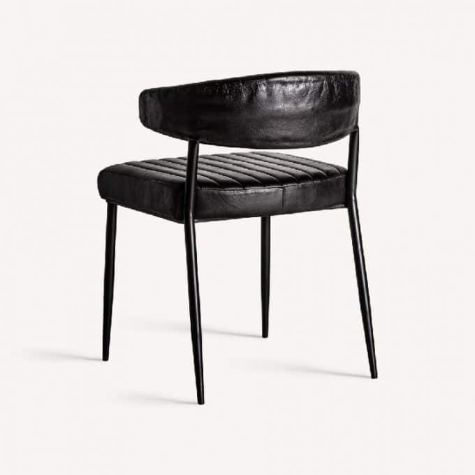 Set 2 Sillas Piel Negra y Metal Lisburn, Vintage (45x52x71cm)