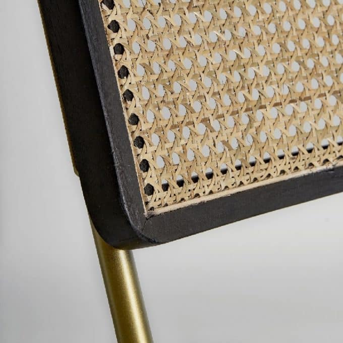 Set 2 Sillas Piel Verde, Metal y Ratán Trent, Vintage (44x49x79 cm)