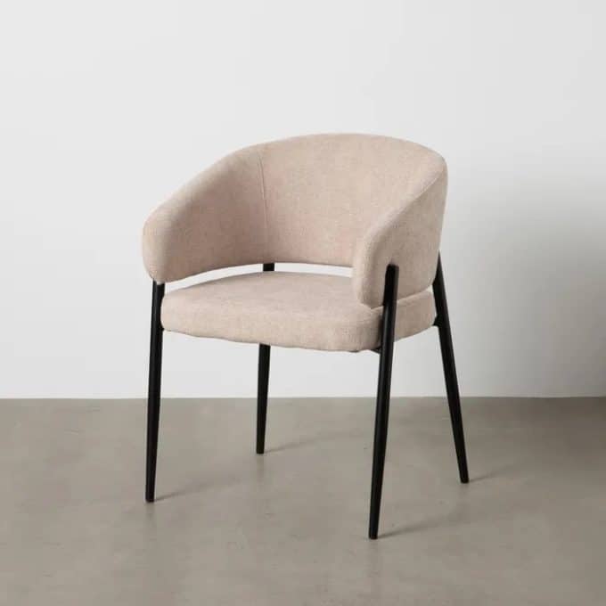 Set 2 Sillas Tapizadas en Tejido Beige Quebec (60x57x79 cm)