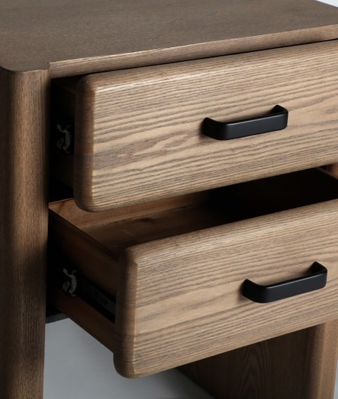 Mesita de Noche Madera Natural Elba, Contemporánea ( 50x37x60 cm)