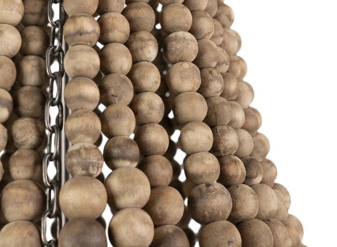 Lámpara Techo Cuentas Madera y Yute Eleonora,Rústica (37dx53 cm)