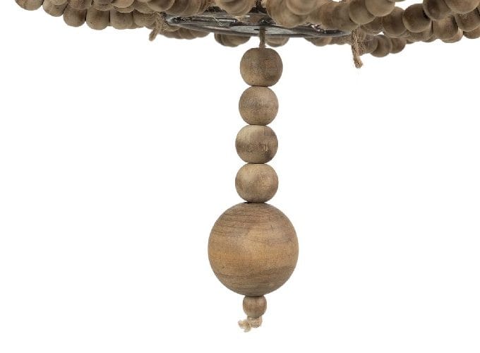 Lámpara Techo Cuentas Madera y Yute Eleonora,Rústica (41dx65 cm)