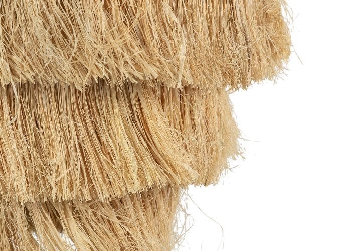 Lámpara Techo Cuentas Madera y Flecos de Rafia Eleonora,Rústica (51dx88m)