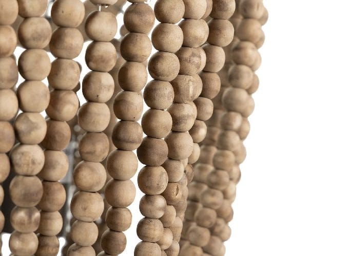 Lámpara Techo Cuentas Madera y Aros de Yute Eleonora,Rústica (46dx52 cm)