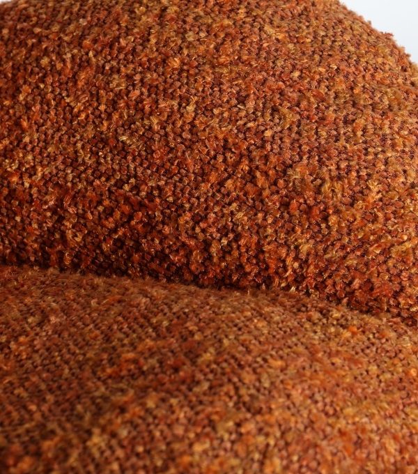 Sillón Giratorio Negro Tapizado Bouclé Naranja Mosa, Contemporáneo (100x97x95 cm)