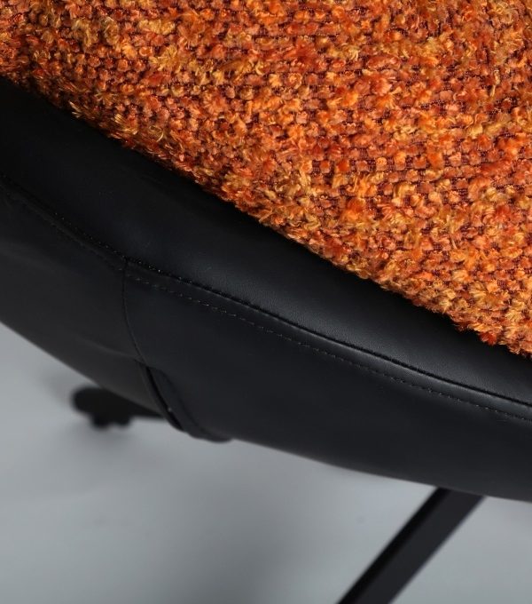 Sillón Giratorio Negro Tapizado Bouclé Naranja Mosa, Contemporáneo (100x97x95 cm)