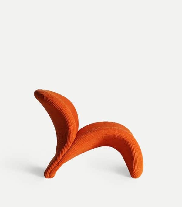 Sillón Curvo Naranja Malmo, Art Decó Contemporáneo ( 89x78x80 cm)