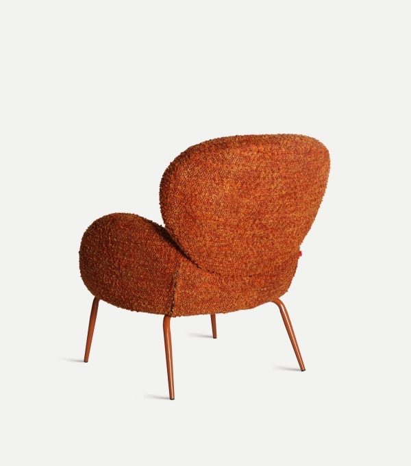 Sillón Tapizado Bouclé Naranja Mosa, Contemporáneo (77x88x86 cm)