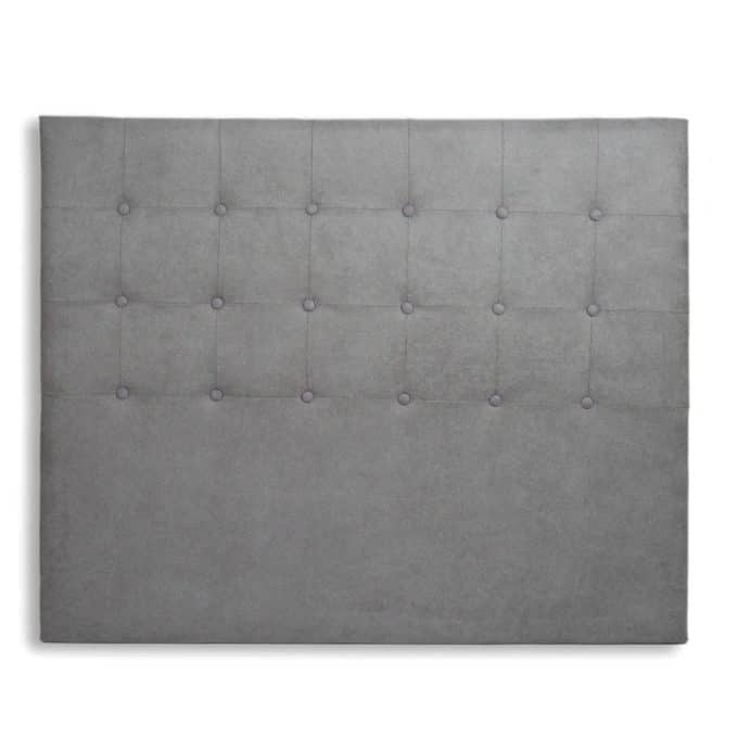 cabecero acolchado tejido capitoné botones gris