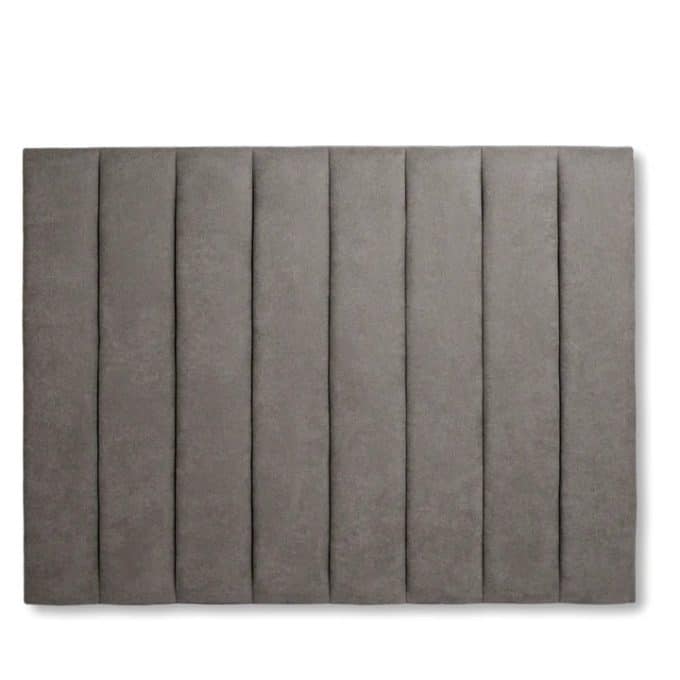 cabecero acolchado tejido líneas verticales gris