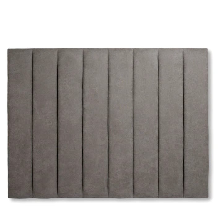 cabecero acolchado tejido líneas verticales gris