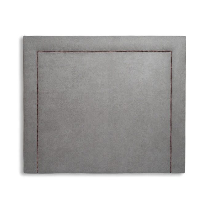 cabecero acolchado tejido en aqualine gris y detalles de tachuelas