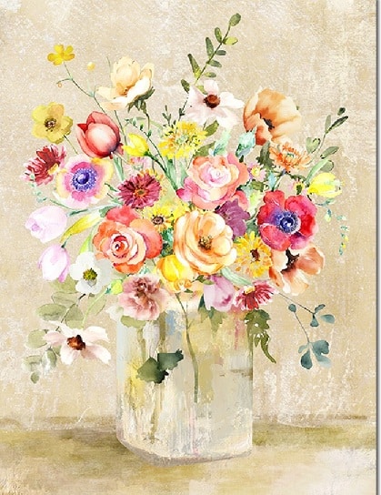 lienzo jarrón flores multicolor