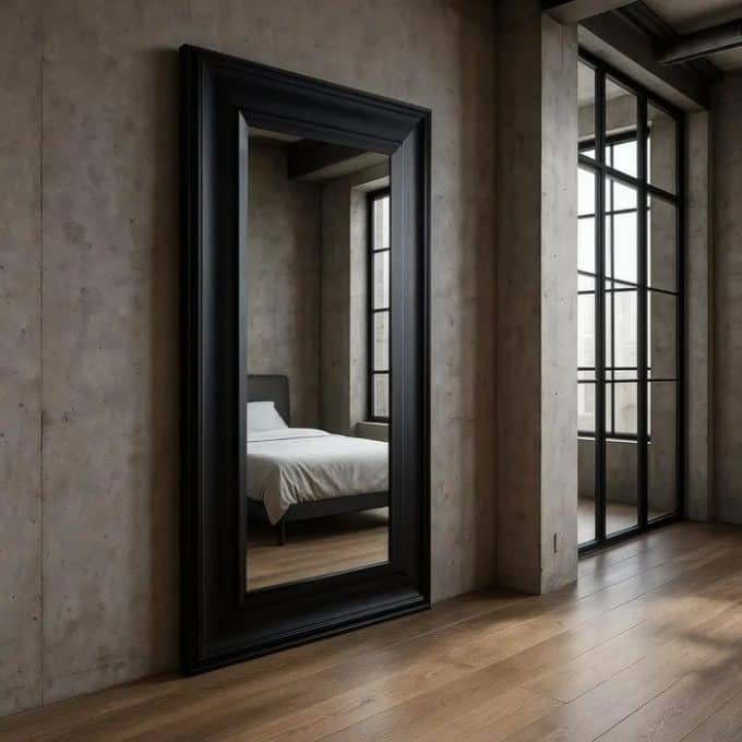 Espejo Pared Madera Negro Fresno Weser Clásico (125x9x201 cm)