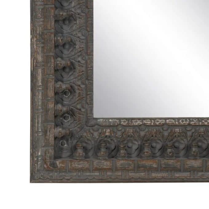 Espejo Pared Madera Mango Tallado Envejecido, Rústico (84x5x169 cm)