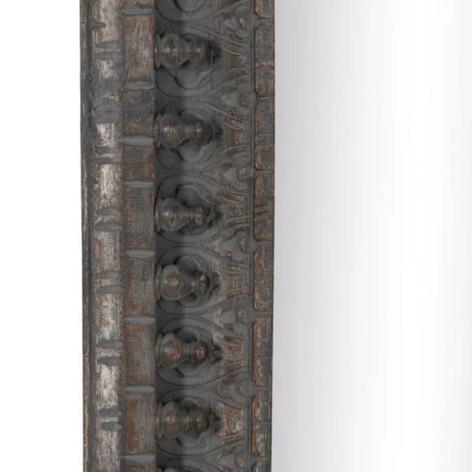 Espejo Pared Madera Mango Tallado Envejecido, Rústico (84x5x169 cm)