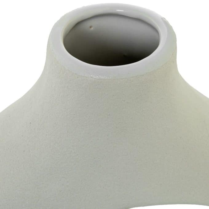 Jarrón Cerámica Blanco Envejecido Crètaro, Rústico ( 20x8x26 cm)