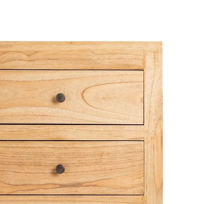 Cómoda Cinco Cajones Madera Mindi Natural Halmstad, Nórdica (100x40x90 cm)