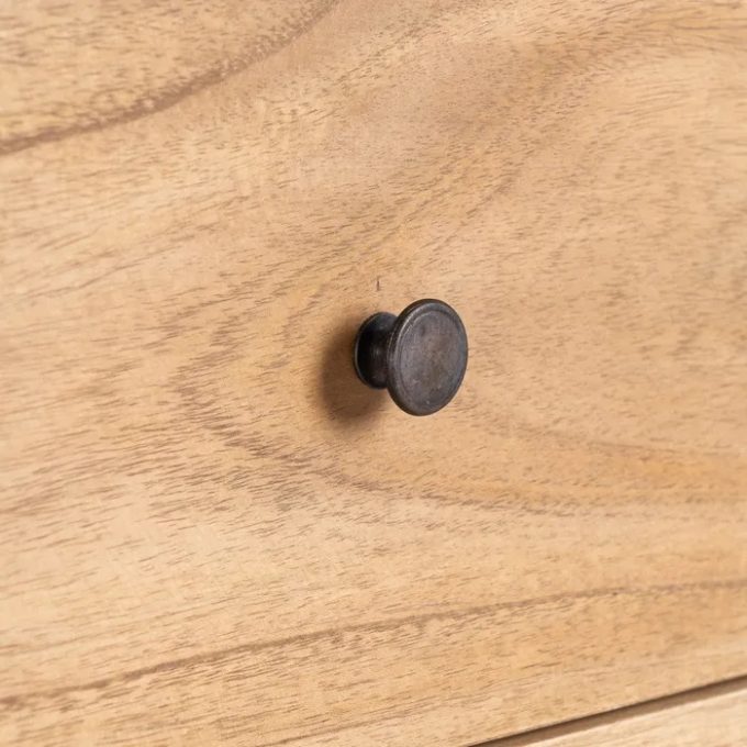 Cómoda Cinco Cajones Madera Mindi Natural Halmstad, Nórdica (100x40x90 cm)