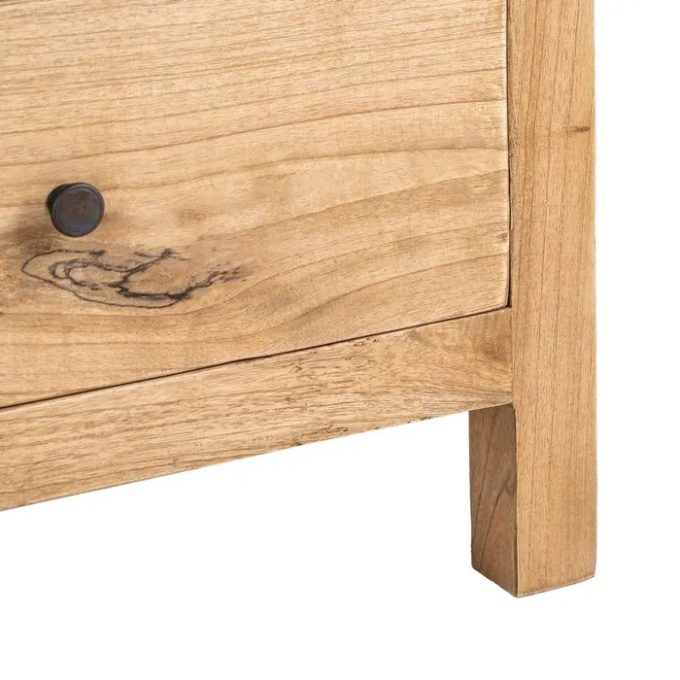 Cómoda Cinco Cajones Madera Mindi Natural Halmstad, Nórdica (100x40x90 cm)