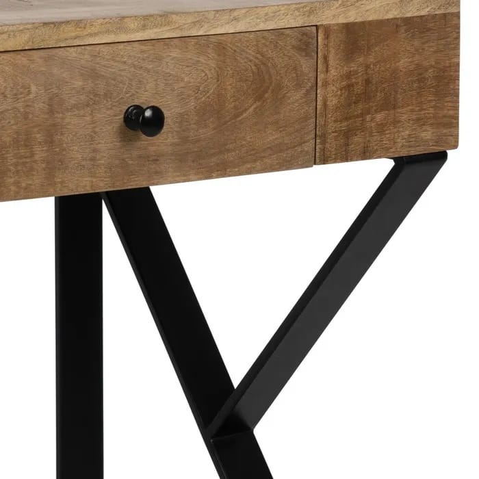 Escritorio Madera Mango Natural y Metal Negro (120x50x77 cm) - Imagen 3