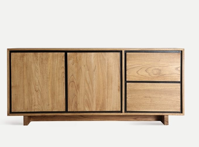 Aparador en Madera de Mindi Bicolor Volga, Nórdico (170x40x75 cm)