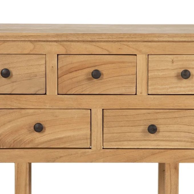 Consola en Madera Mindi 9 Cajones Mindi Elba, Nórdica (120x30x80 cm)