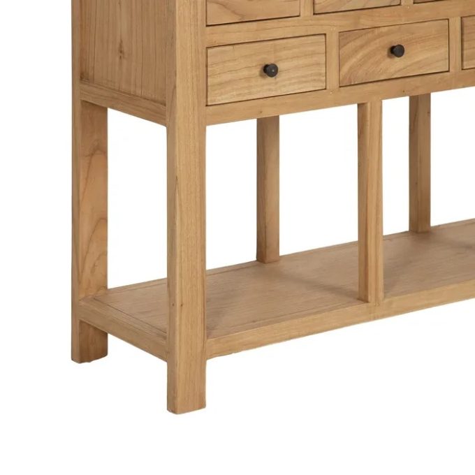 Consola en Madera Mindi 9 Cajones Mindi Elba, Nórdica (120x30x80 cm)