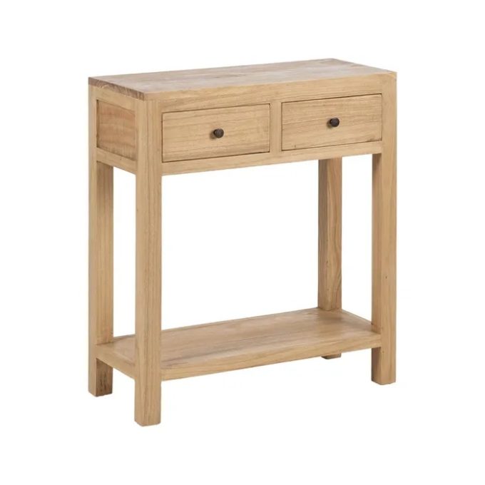 Consola en Madera Mindi Dos Cajones Mindi Elba, Nórdica (70x30x80 cm)