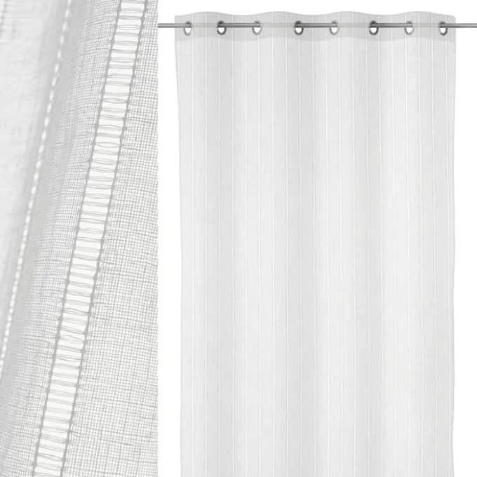 set dos visillos blancos con líneas caladas de estilo clásico