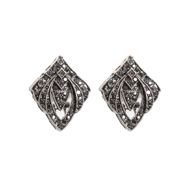 Pendientes Cristal Facetado Plata Vieja