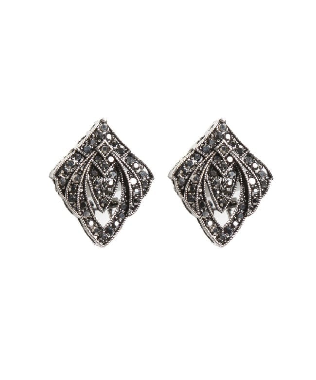 Pendientes Cristal Facetado Plata Vieja - Imagen 2