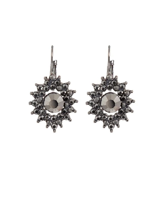 pendientes medios en cristal facetados acabado metalizado en plata