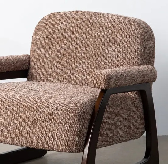 Sillón Madera Tejido Jaspeado Marrón Denver, Retro (77x76x74 cm)