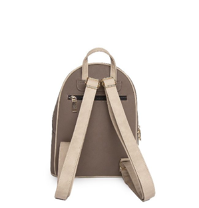 Bolso Mochila Beige con Bordado Floral (21x27x8 cm)