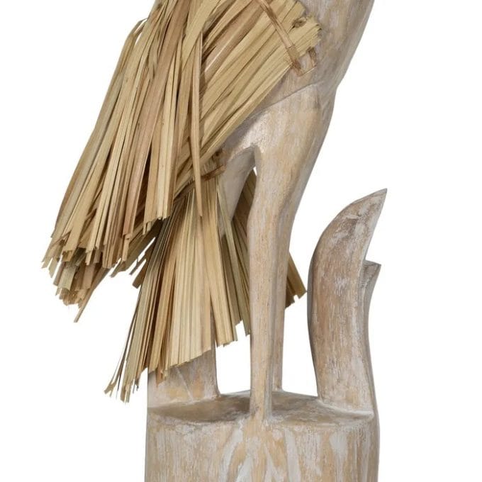 Figura de Garza Tallada en Madara de Albasia (20x10x62 cm)