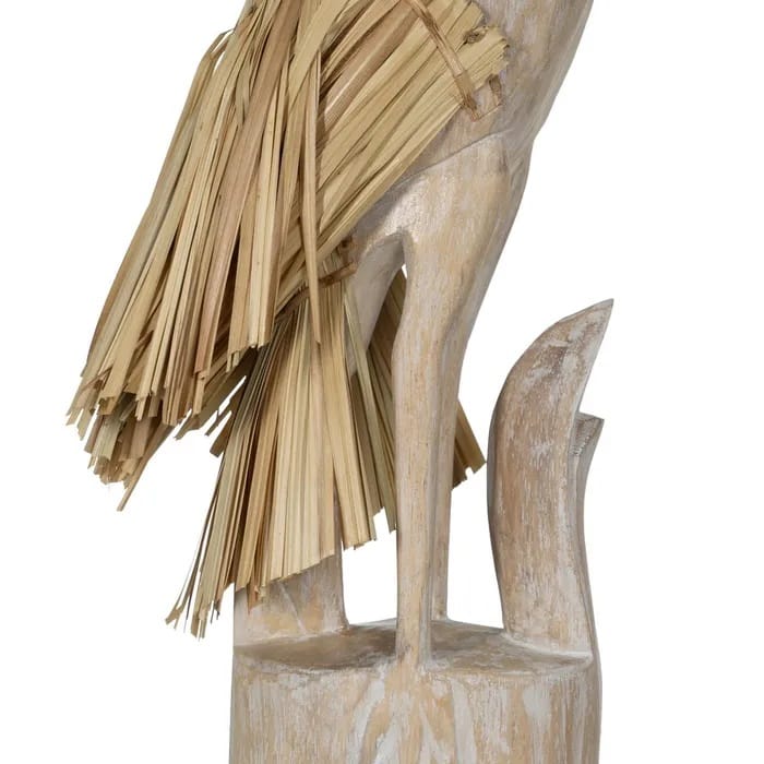 Figura de Garza Tallada en Madara de Albasia (20x10x62 cm) - Imagen 3
